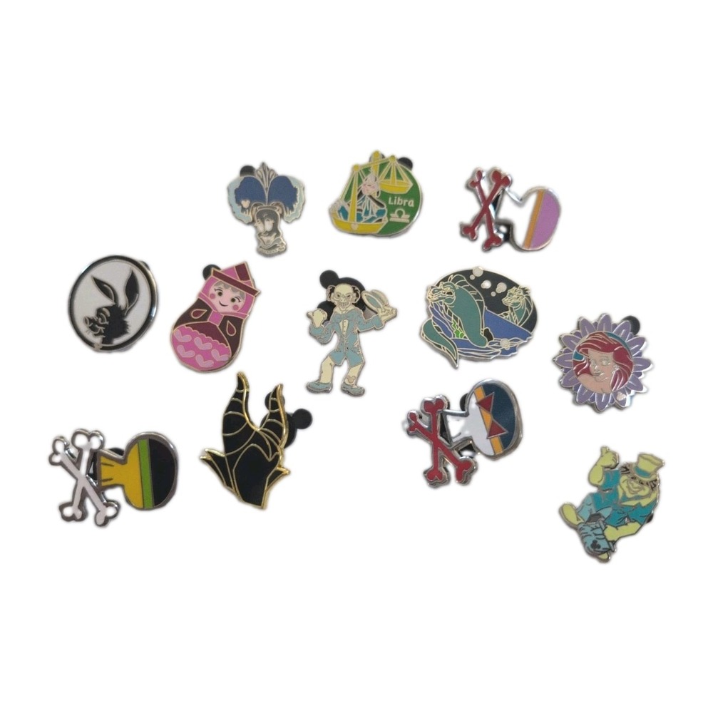 Lot of 12 Disney Trading Pins Villains Potions Zodiac Princess Hidden Mickey